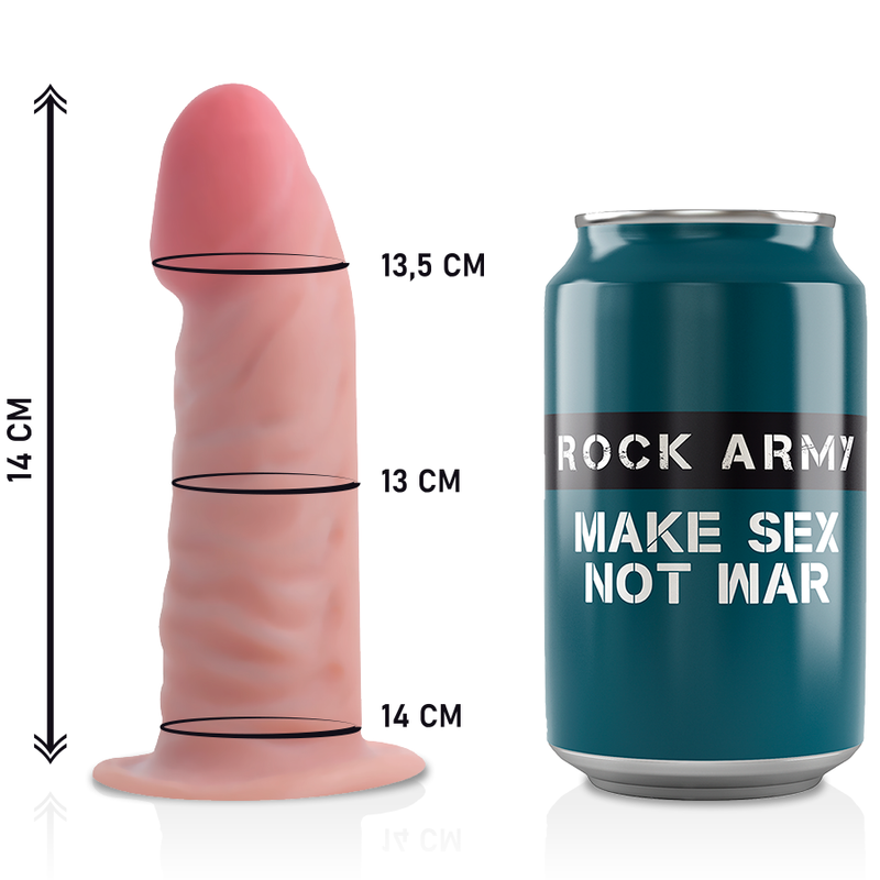 ROCKARMY - IMBRACATURA + DILDO REALISTICO TIGER A DOPPIA DENSITÀ 14 CM -O- 4,46 CM