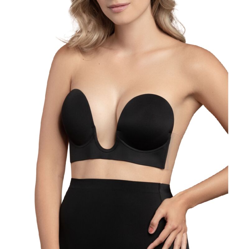 BYE-BRA - REGGISENO SENZA SPALLINE FORMA U NERO COPPA A