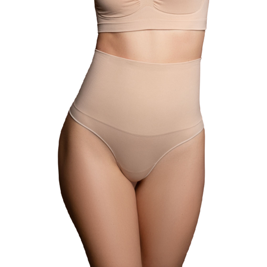 BYE-BRA - SLIP A VITA ALTA  SENZA CUCITURE MODELLO PERIZOMA TAGLIA S BEIGE