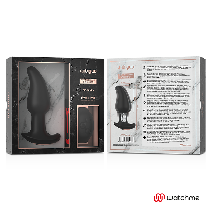 ANBIGUO - AMADEUS PLUG ANALE VIBRANTE CON ROTAZIONE DI PERLE  E TECNOLOGIA WIRELESS WATCHME