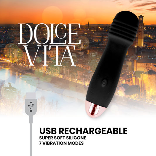 DOLCE VITA - THREE VIBRATORE RICARICABILE  7 VELOCITÀ NERO