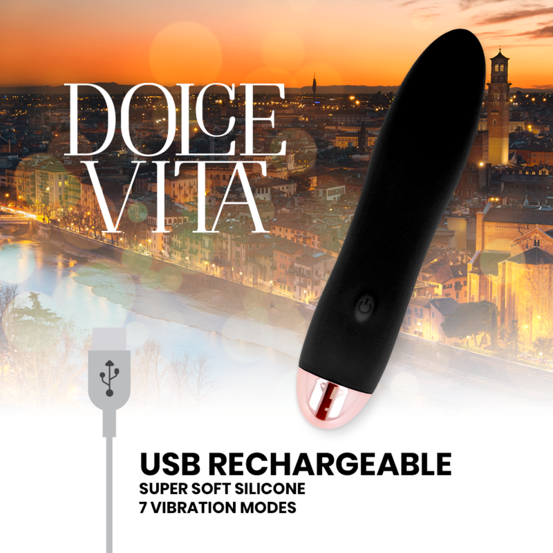 DOLCE VITA - FOUR VIBRATORE RICARICABILE NERO A 7 VELOCITÀ
