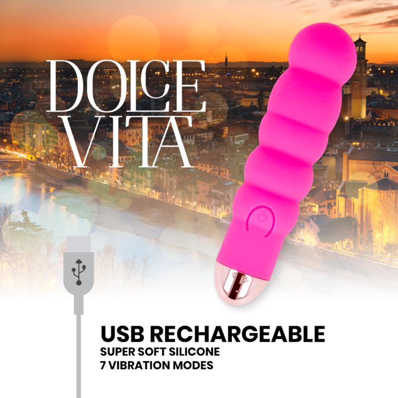 DOLCE VITA - SIX VIBRATORE RICARICABILE 7 VELOCITÀ ROSA