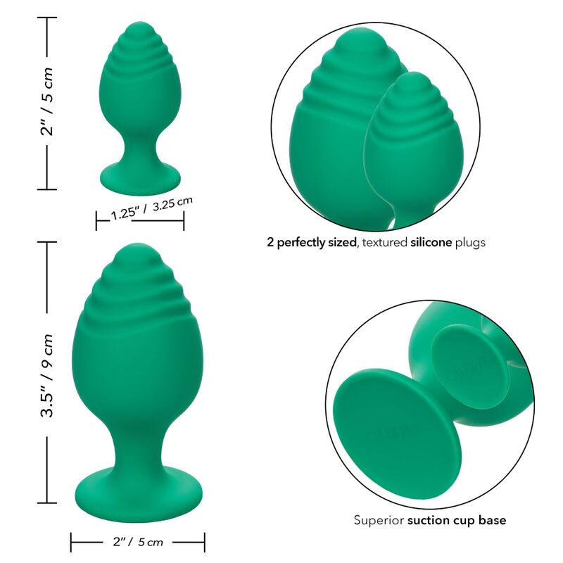 PLUG ANALE VERDE, BASE VENTOSA, SILICONE BODYSAFE