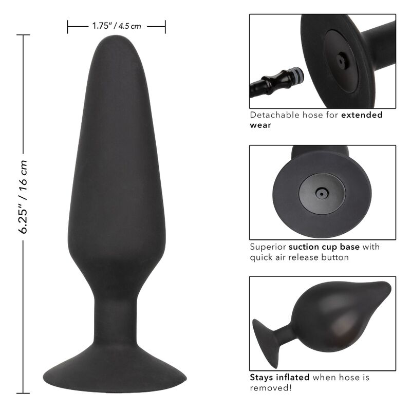 PLUG ANALE GONFIABILE XL, SILICONE FLESSIBILE, BASE VENTOSA