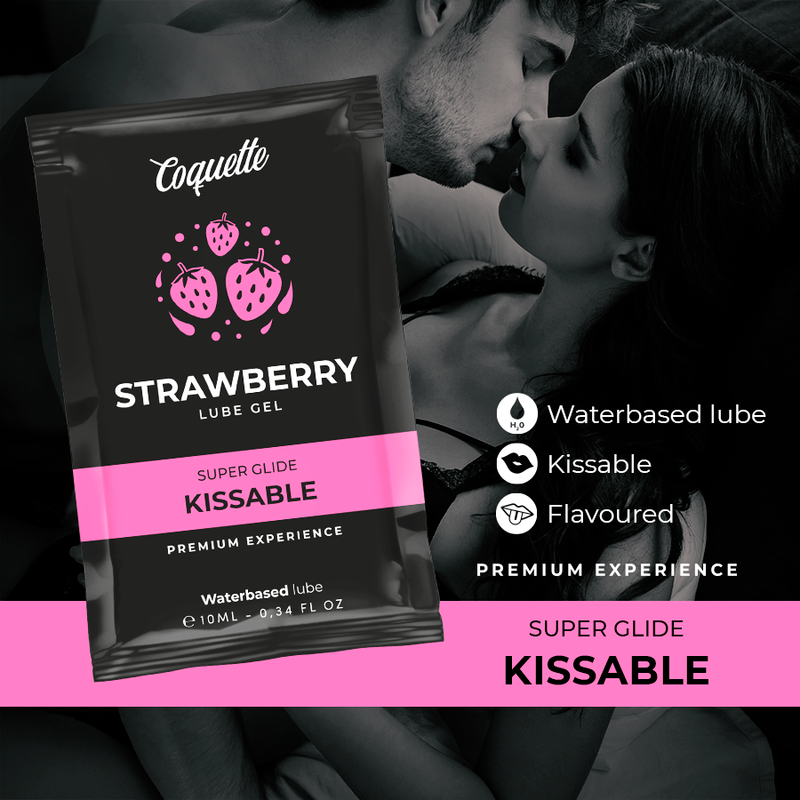 LUBRIFICANTE COMMESTIBILE ALLA FRAGOLA, FORMULA A LUNGA DURATA, FORMATO TASCABILE 10 ML
