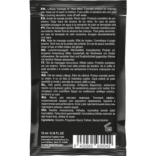 COQUETTE CHIC DESIRE - OLIO DA MASSAGGIO AROMA LOLLIPOP EFFETTO RISCALDANTE MONODOSE  10 ML