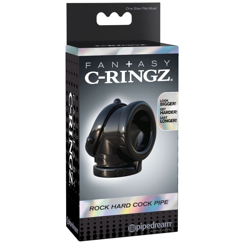 ANELLO DOPPIO CON SUPPORTO PENE E TESTICOLI "ROCK HARD PIPE" - FANTASY C-RINGZ
