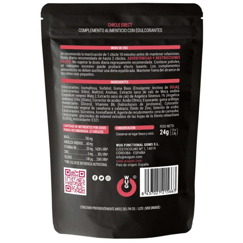 WUG - GOMMA DA MASTICARE ERECT POTENZIANTE DELL'EREZIONE 10 PZ