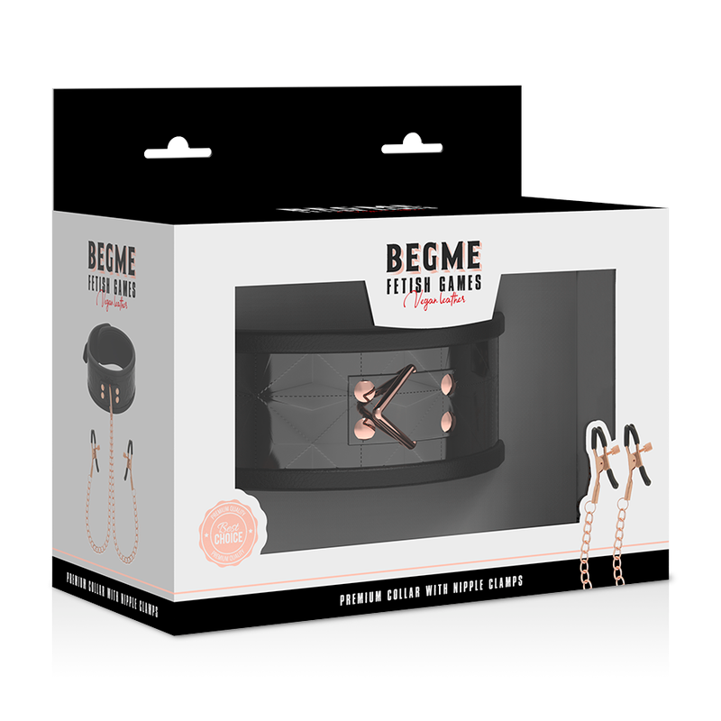 BEGME  BLACK EDITION - COLLARE CON MORSETTI PER CAPEZZOLI CON FODERA IN NEOPRENE