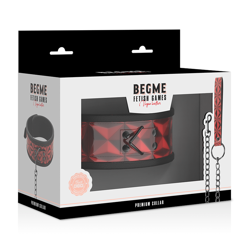 BEGME - RED EDITION- COLLARE IN PELLE VEGANA PREMIUM CON FODERA IN NEOPRENE