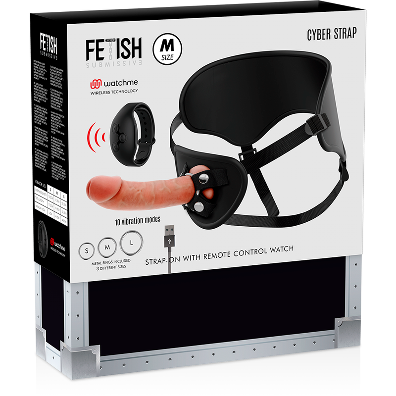 FETISH SUBMISSIVE CYBER STRAP - HARNESS CON DILDO TELECOMANDATO WATCHME TECHNOLOGY M