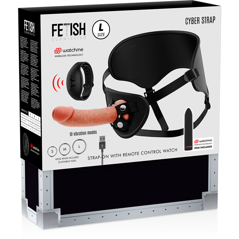 FETISH SUBMISSIVE CYBER STRAP - HARNESS CON DILDO E BULLET TECNOLOGIA WIRELESS WATCHME CON TELECOMANDO MISURA L
