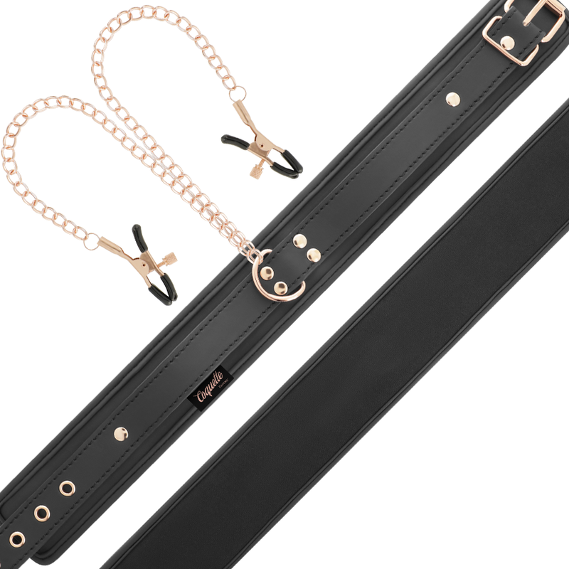 COQUETTE CHIC DESIRE - COLLARE CON FODERA IN NEOPRENE CON MORSETTI PER CAPEZZOLI