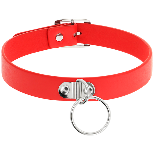 COQUETTE CHIC DESIRE - CHOKER IN PELLE VEGANA ROSSA ACCESSORIO FETISH DONNA