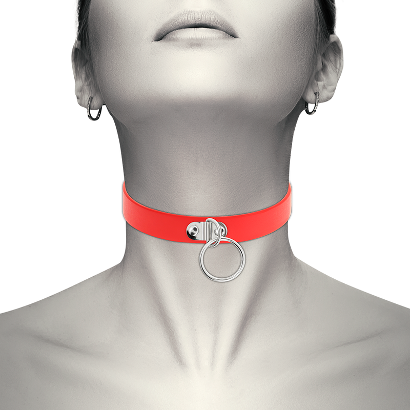 COQUETTE CHIC DESIRE - CHOKER IN PELLE VEGANA ROSSA ACCESSORIO FETISH DONNA