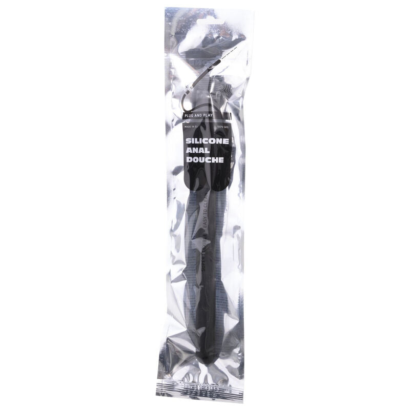 ALL BLACK - DOCCIA ANALE IN SILICONE RIGATO 27 CM