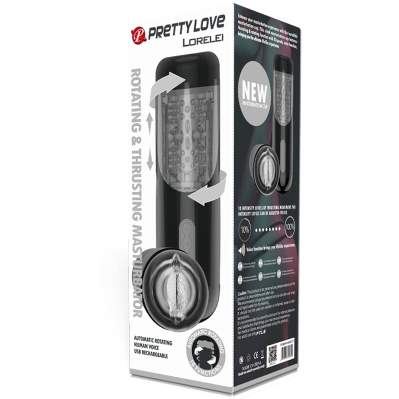 PRETTY LOVE - MASTURBATORE MASCHILE LORELEI MULTIFUNZIONE RICARICABILE