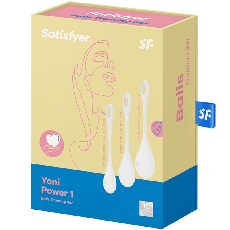 SATISFYER - YONI 1 SET DI PALLINE VAGINALI PER ALLENAMENTO PELVICO BIANCHE