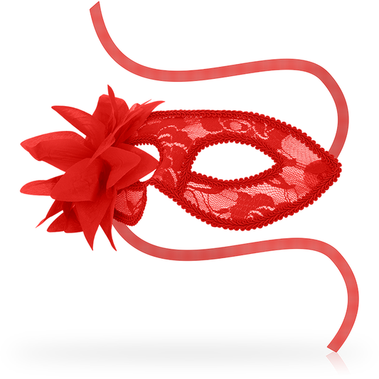 OHMAMA - MASCHERINA CON PIZZO E FIORI ROSSA