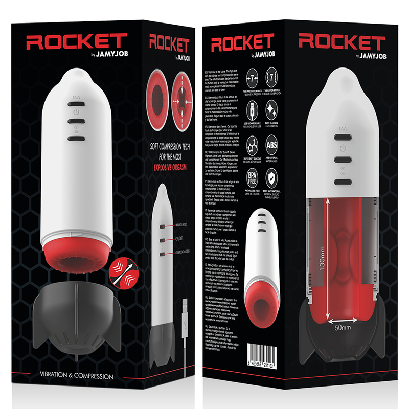JAMYJOB - ROCKET MASTURBATORE  CON TECNOLOGIA DI COMPRESSIONE MORBIDA E VIBRAZIONE
