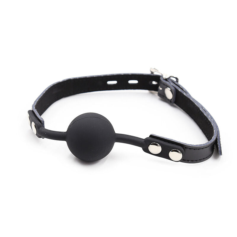 OHMAMA FETISH - BALL GAG IN SILICONE CON CINTURA IN PELLE E LUCCHETTO