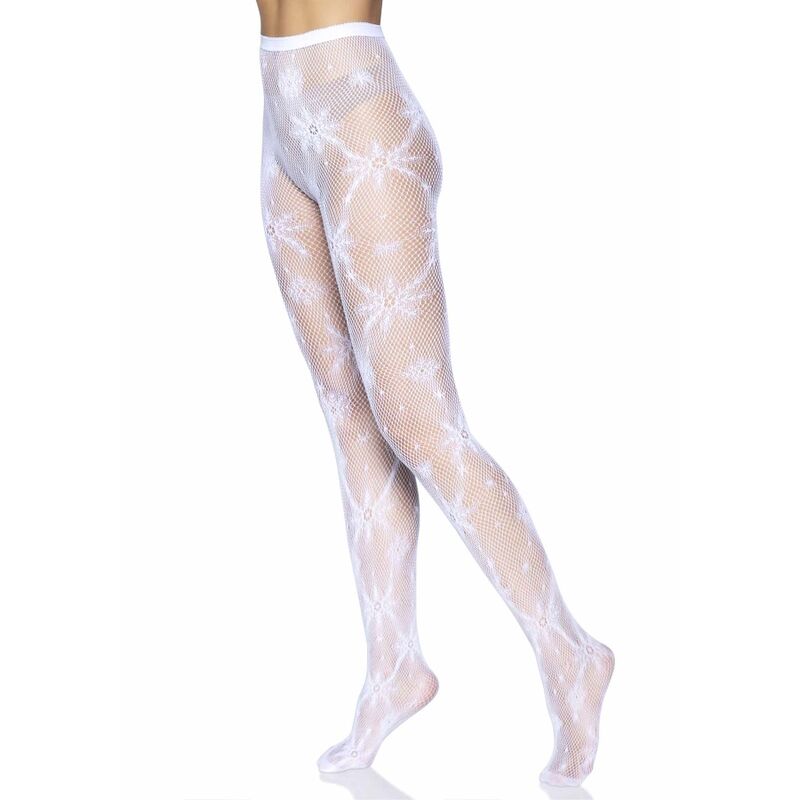 LEG AVENUE - COLLANT A RETE CON STAMPA FIOCCO DI NEVE T/U