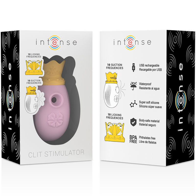 INTENSE - STIMOLATORE CLITORIDEO 10 MODALITÀ DI ASPIRAZIONE E LECCATURA - ROSA