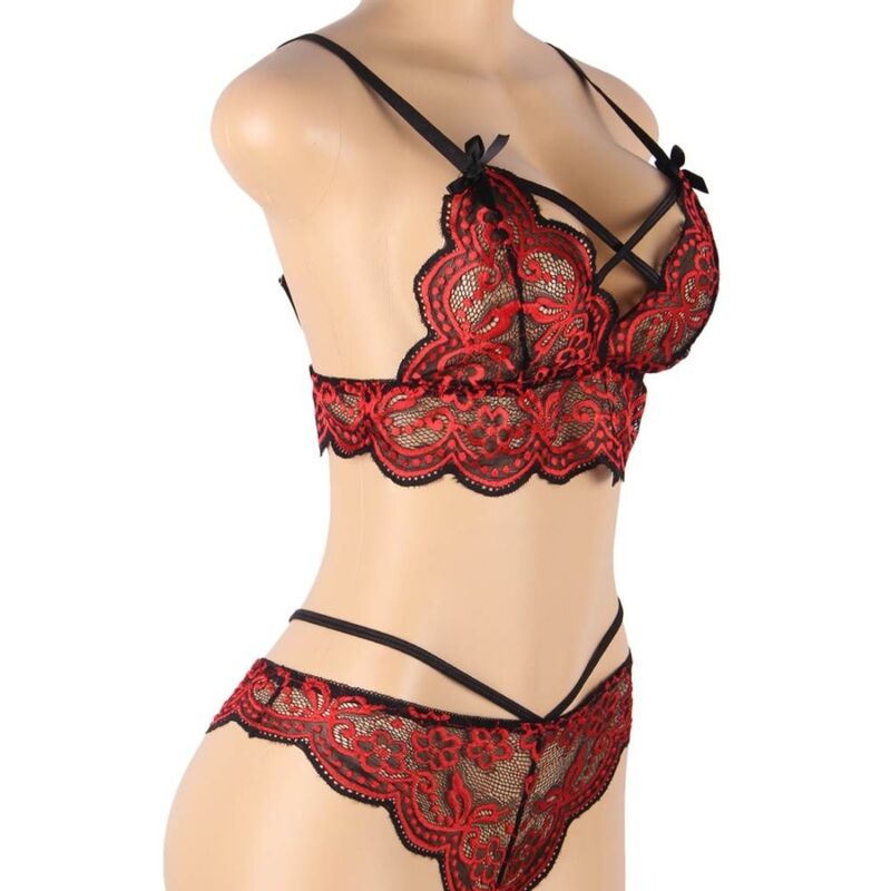 SET TOP IN PIZZO + SLIP, ELEGANTE, SEDUTTIVO