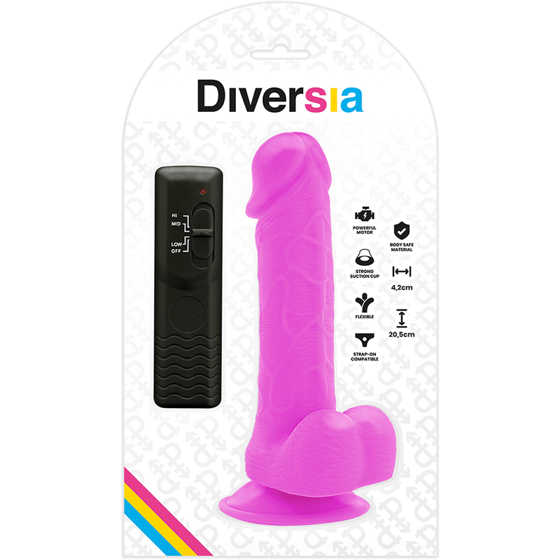 DIVERSIA - DILDO VIBRANTE FLESSIBILE VIOLA 20,5 CM -O- 4,2 CM