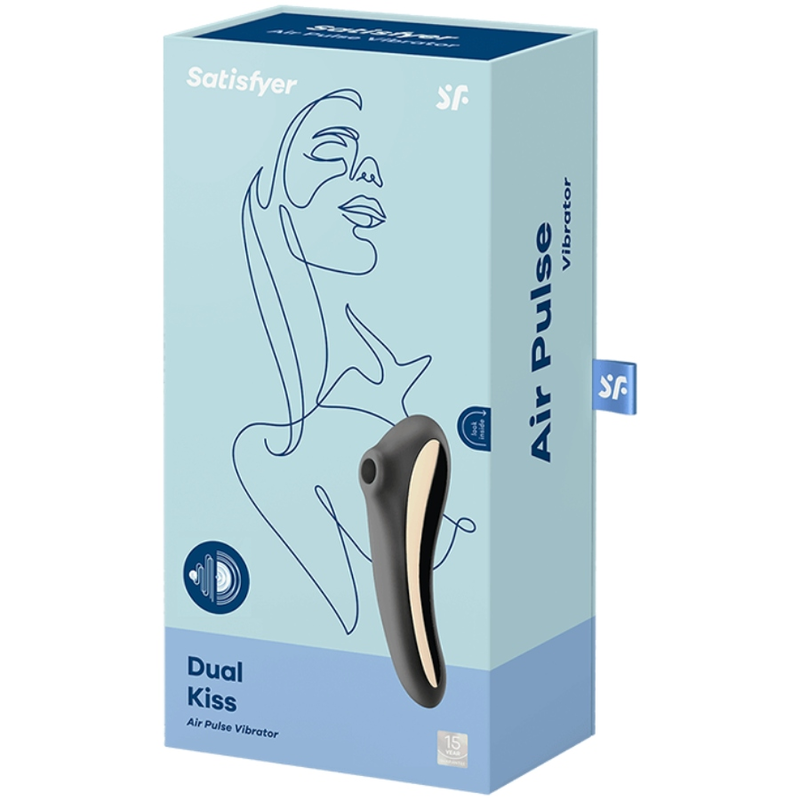 SATISFYER - DUAL KISS VIBRATORE SUCCHIA CLITORIDE AIR PULSE  NERO