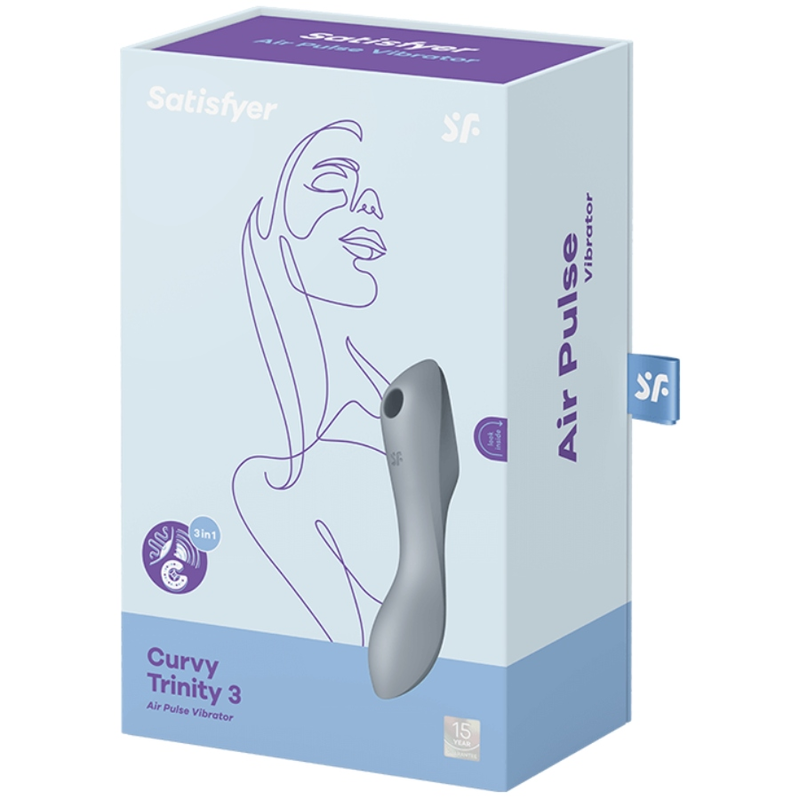 SATISFYER - CURVY TRINITY 3  VIBRATORE E SUCCHIA CLITORIDE AIR PULSE CELESTE
