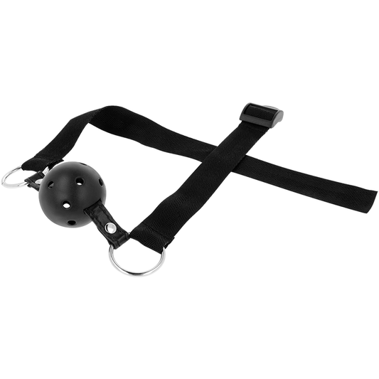 OHMAMA FETISH - BALL GAG FORATO CON CINTURA IN TESSUTO NERO