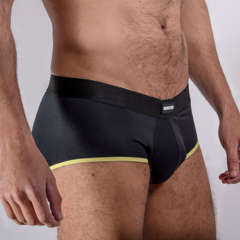 MACHO - MS24A SLIP UOMO NERO BORDO GIALLO S