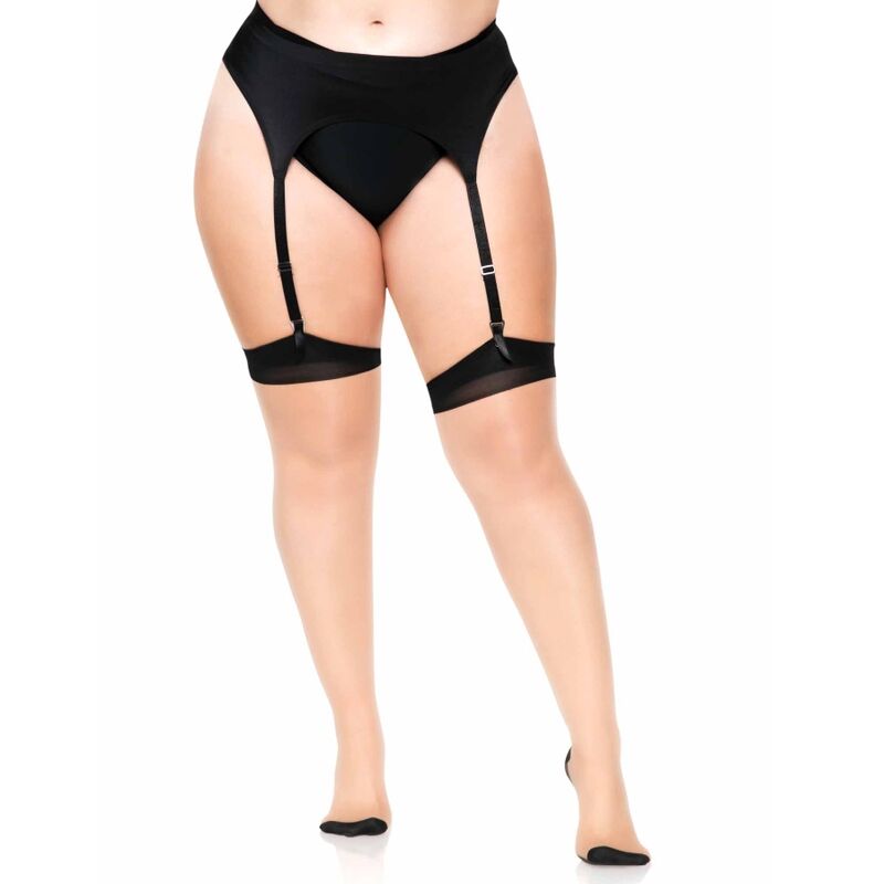 LEG AVENUE - CALZE AUTOREGGENTI CON CUCITURA POSTERIORE E TACCO CUBANO PLUS SIZE