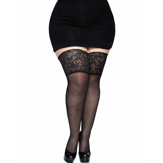 LEG AVENUE - CALZE AUTOREGGENTI CON BORDO IN PIZZO PLUS SIZE