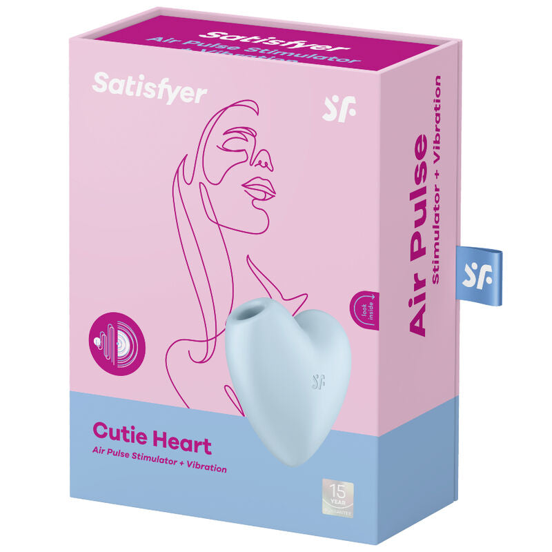 SATISFYER - CUTIE HEART STIMOLATORE E VIBRATORE AIR PULSE AZZURRO