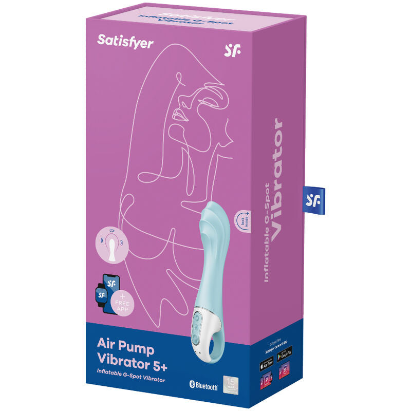 SATISFYER - AIR PUMP VIBRATOR 5+ VIBRATORE  GONFIABILE PUNTO G  CON APP BLU
