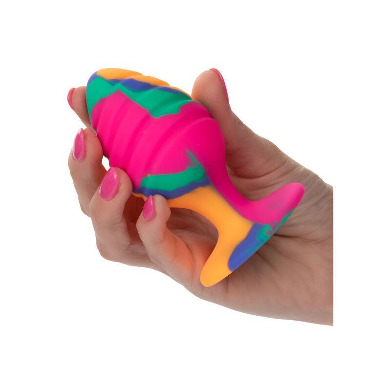 PLUG ANALE, DESIGN TIE-DYE PSICHEDELICO, BASE A VENTOSA