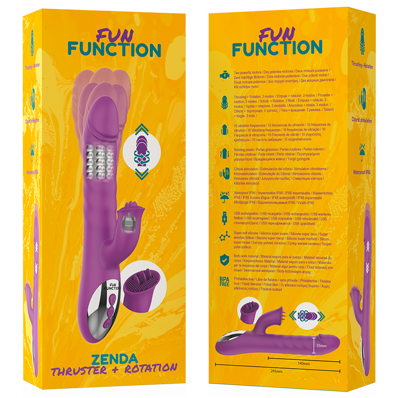 FUN FUNCTION -  ZENDA VIBRATORE MOVIMENTO SPINTA E ROTAZIONE
