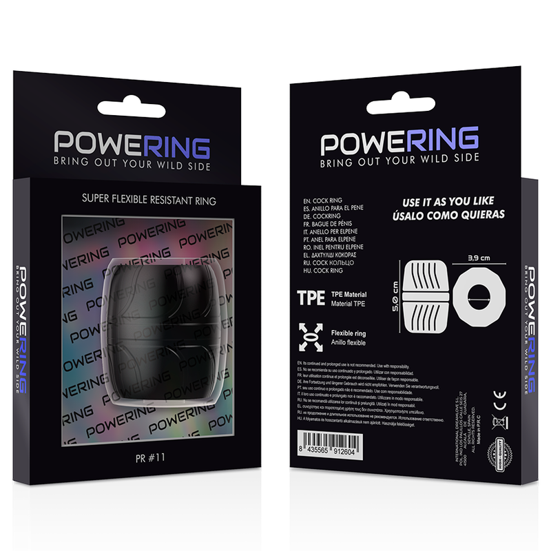 POWERING - PR11  ANELLO PER PENE SUPER FLESSIBILE E RESISTENTE 5 CM NERO