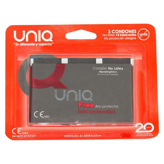 UNIQ - PRESERVATIVI SENZA LATTICE CON ANELLO PROTETTIVO 3 UNITÀ