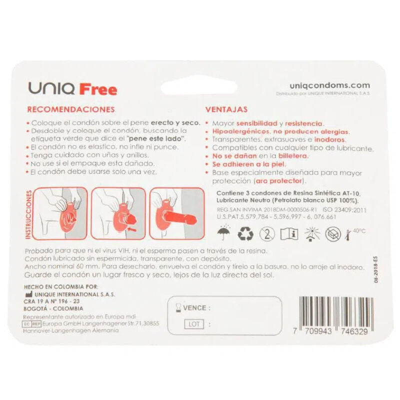 UNIQ - PRESERVATIVI SENZA LATTICE CON ANELLO PROTETTIVO 3 PZ