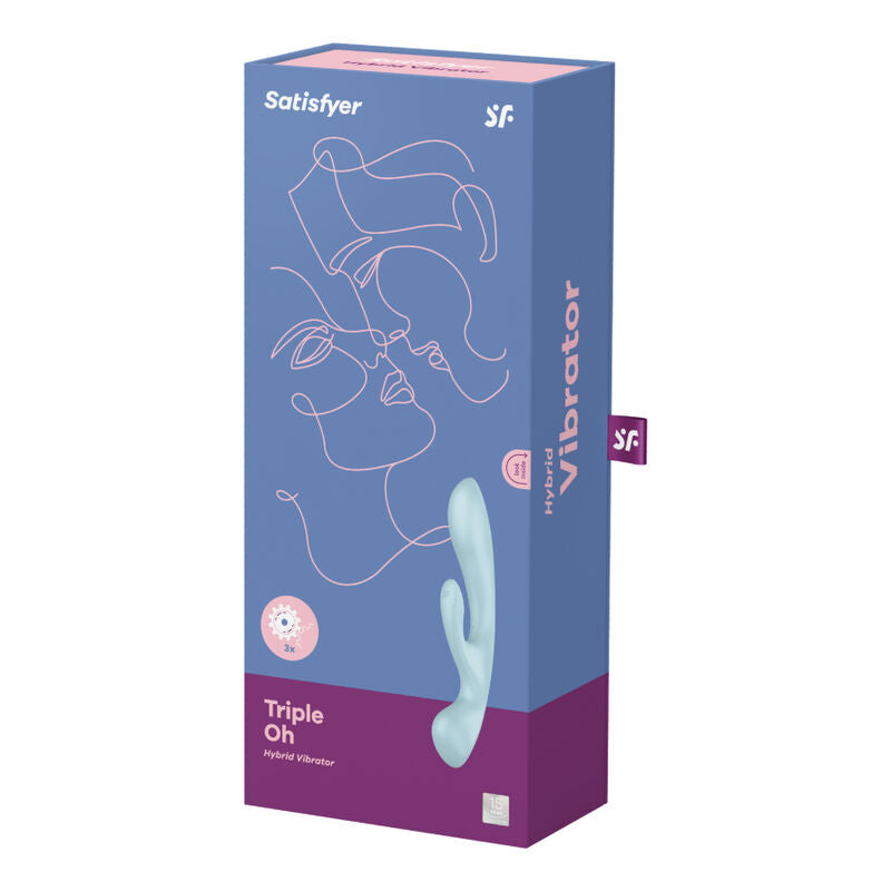 SATISFYER - TRIPLE OH MULTI VIBRATORE AZZURRO