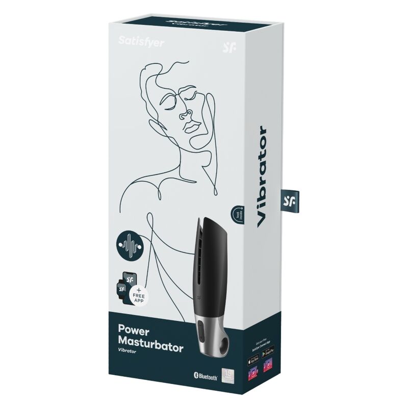 SATISFYER - POWER MASTURBATOR  MASTURBATORE DA UOMO CON APP NERO