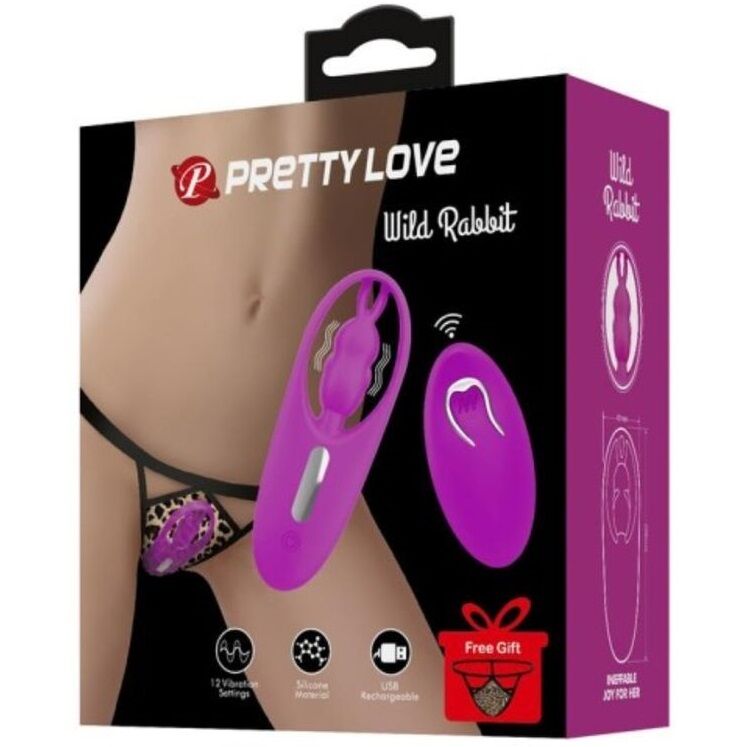 PRETTY LOVE - VIBRATORE DA MUTANDINA WILD RABBIT CON TELECOMANDO LILLA
