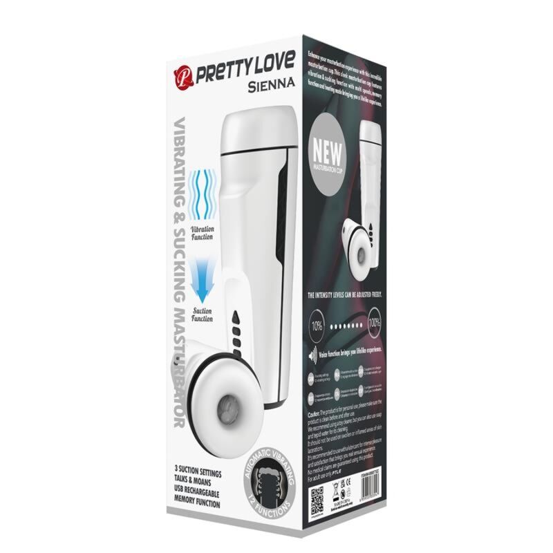 PRETTY LOVE - MASTURBATORE MASCHILE SIENNA VIBRANTE CON FUNZIONE VOCALE E ASPIRAZIONE