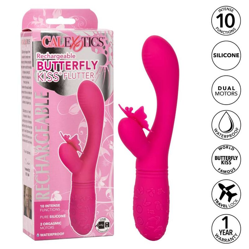 VIBRATORE CON STIMOLATORE BUTTERFLY KISS FLUTTER ROSA