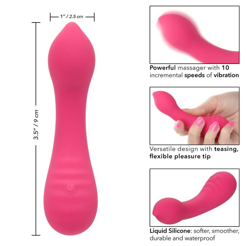 MINI VIBRATORE RICARICABILE ROSA, DESIGN FLESSIBILE, 10 MODALITÀ DI VIBRAZIONE