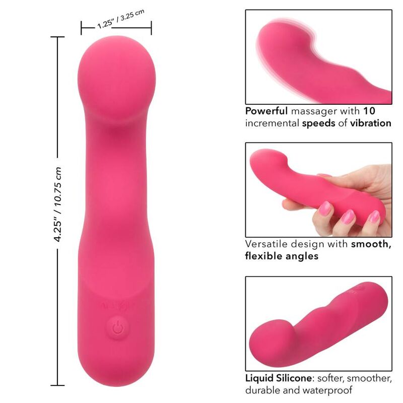 MINI VIBRATORE RICARICABILE CURVY, SILICONE LIQUIDO, 10 MODALITÀ VIBRAZIONE
